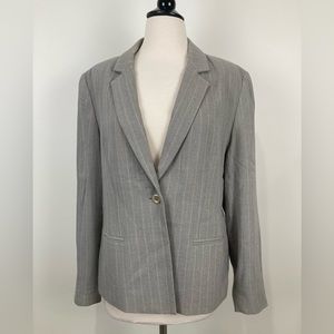 Valerie Stevens Striped Herringbone Blazer Gray Size 12